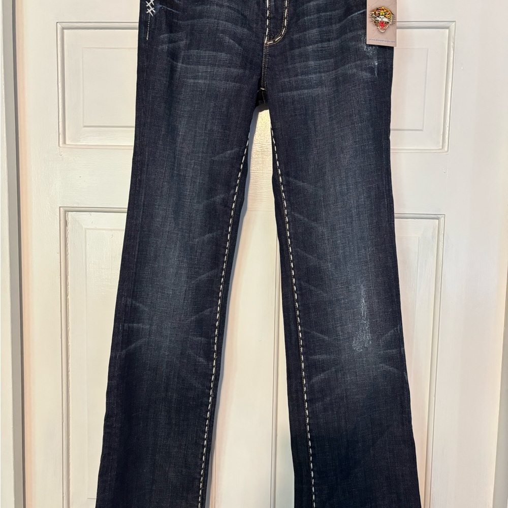 Ed Hardy Dark Blue Flare Jeans size 30